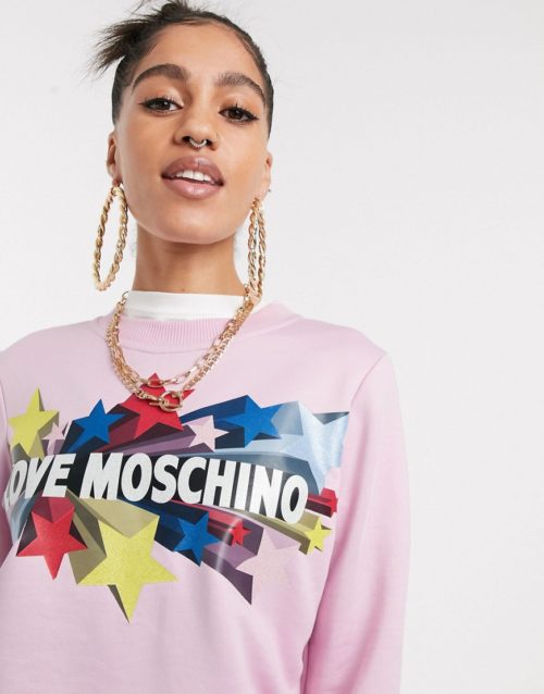 Love Moschino star logo sweatshirt in pink
