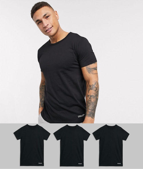 Lyle & Scott 3 pack lounge t shirts in black