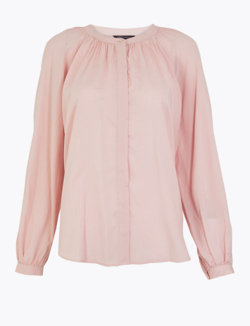 M&S Collection Button Detailed Relaxed Fit Blouse