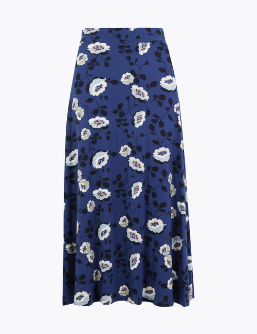 M&S Collection Jersey Floral A-Line Skirt