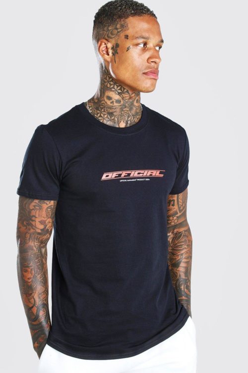 Mens Black MAN Official Print T-Shirt, Black