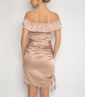 NaaNaa Pale Pink Ruched Side Bardot Dress New Look