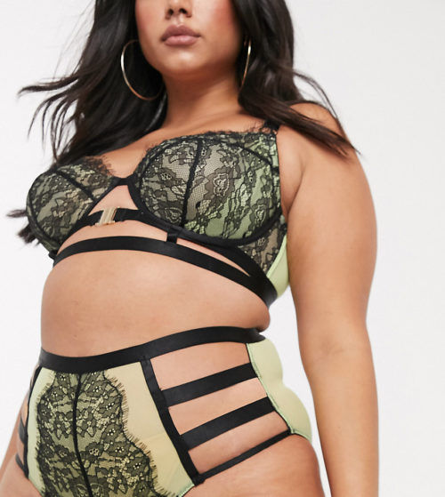 Playful Promises X Gabi Fresh lace strappy high waist brief in green