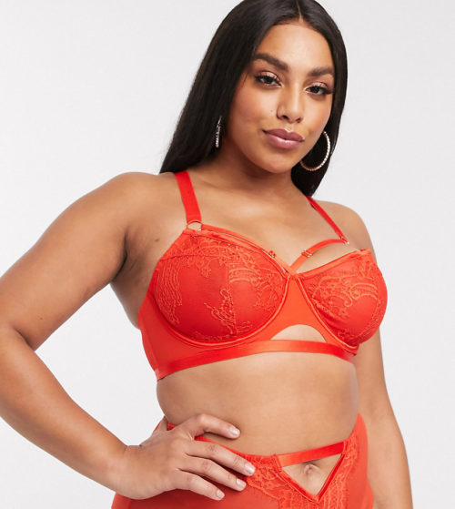 Playful Promises X Gabi Fresh mesh and strapping detail bra in red