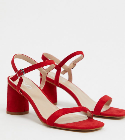 RAID Exclusive Judina square toe heeled sandals in red