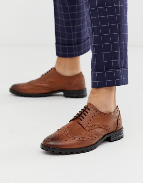 Redfoot leather brogue chunky sole shoe in tan
