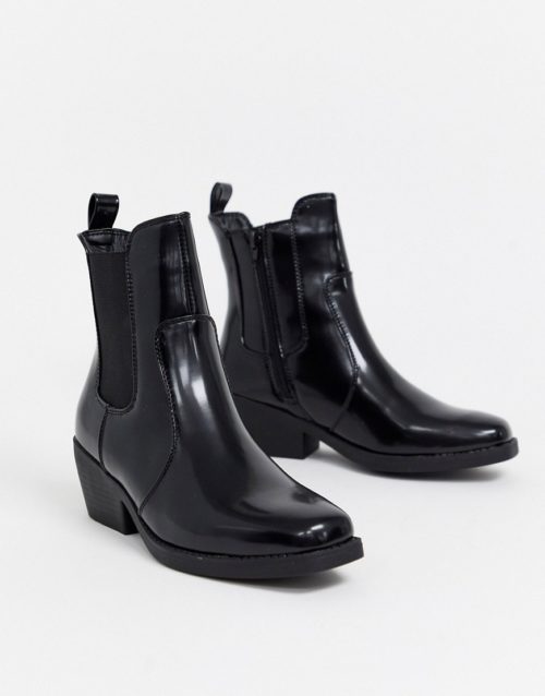 Rubi square toe western boots-Black