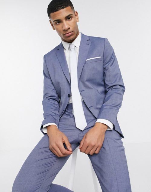 Selected Homme skinny fit stretch suit jacket in blue-Grey