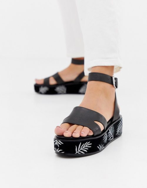 Sol Sana leather flatform sandals-Black