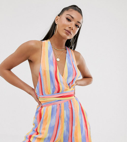 Sole East by Onia Exclusive Amelia playsuit in paint stripe print-Multi