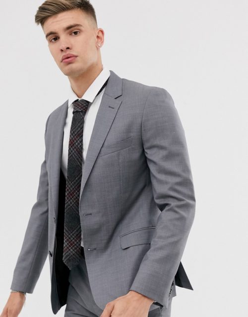 Tommy Hilfiger plain slim fit suit jacket-Grey