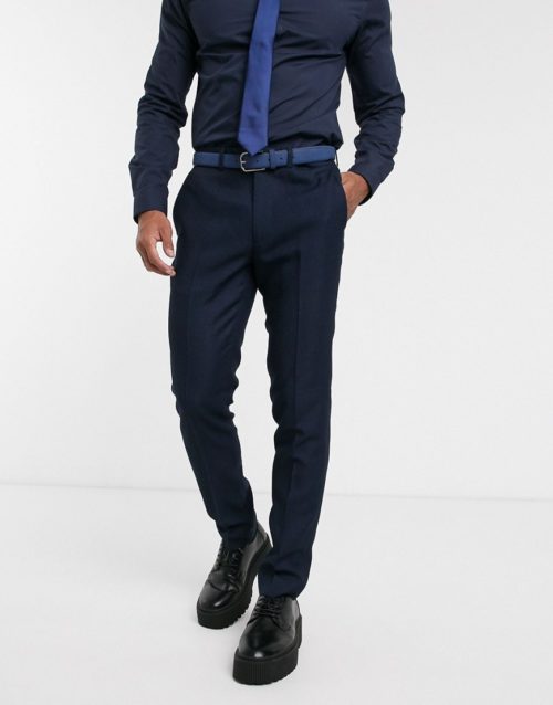 Topman skinny suit trousers in navy