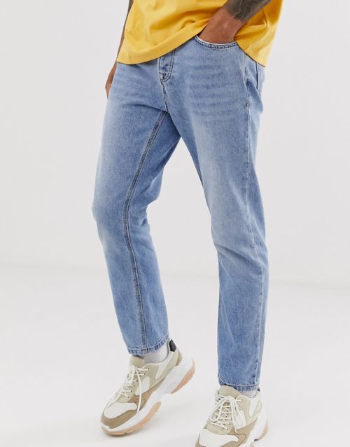 Topman tapered jeans in blue wash