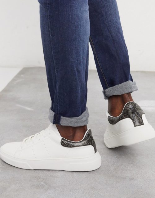 Topman trainers in white with animal print detail