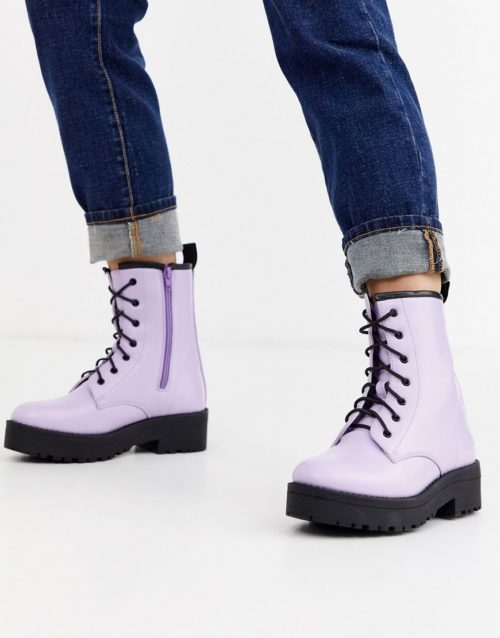 Truffle Collection military boot in lilac-Purple