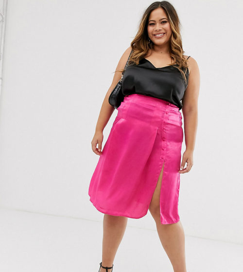 Unique21 Hero button detail flared skirt-Pink
