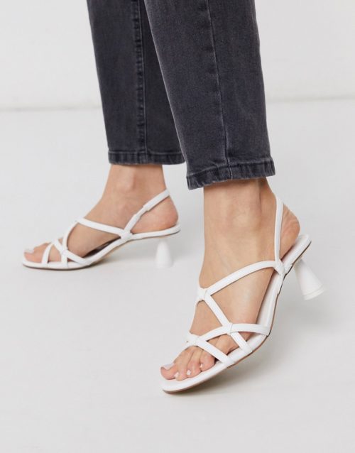 Who What Wear Perla strappy mid heeled sandals in cream
