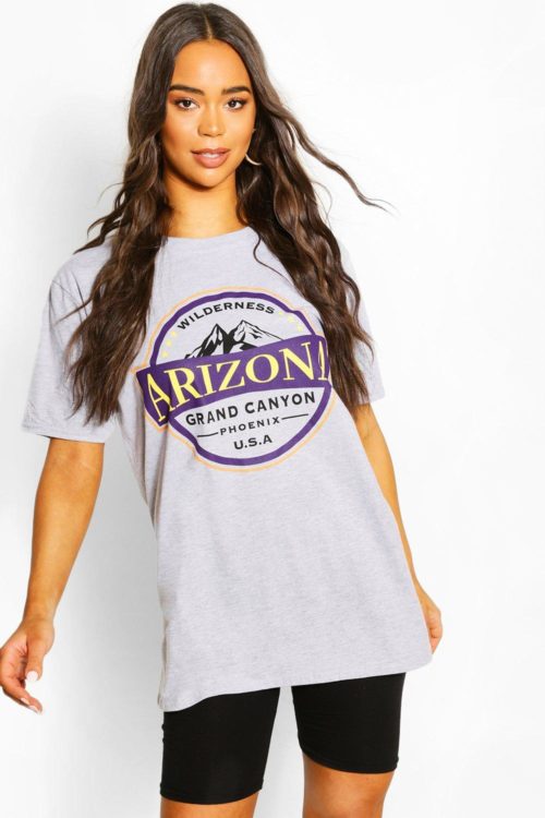 Womens Arizona Washed Slogan T-Shirt - Grey - S, Grey