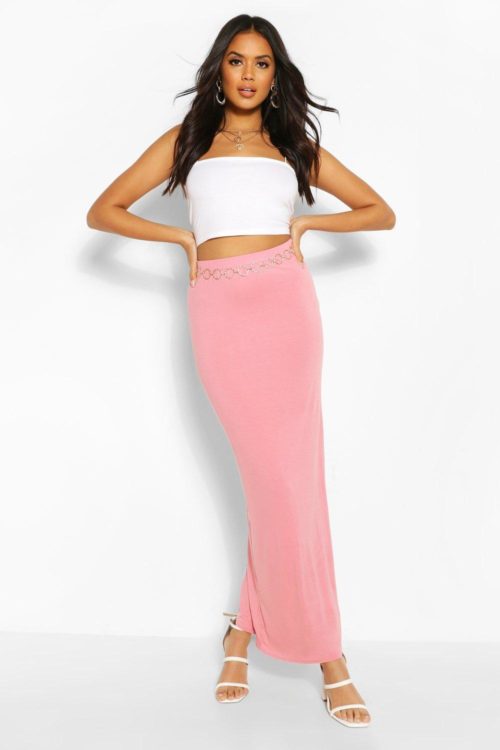 Womens Basic Jersey Maxi Skirt - Pink - 6, Pink