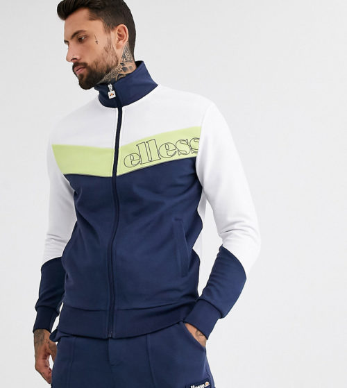 ellesse Acqua track jacket with reflective piping in navy exclusive at ASOS